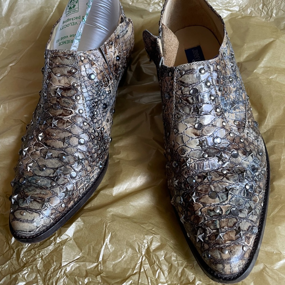 Jimmy Choo Womens Brown Rock Stud Python EUC Shoes in BOX 9